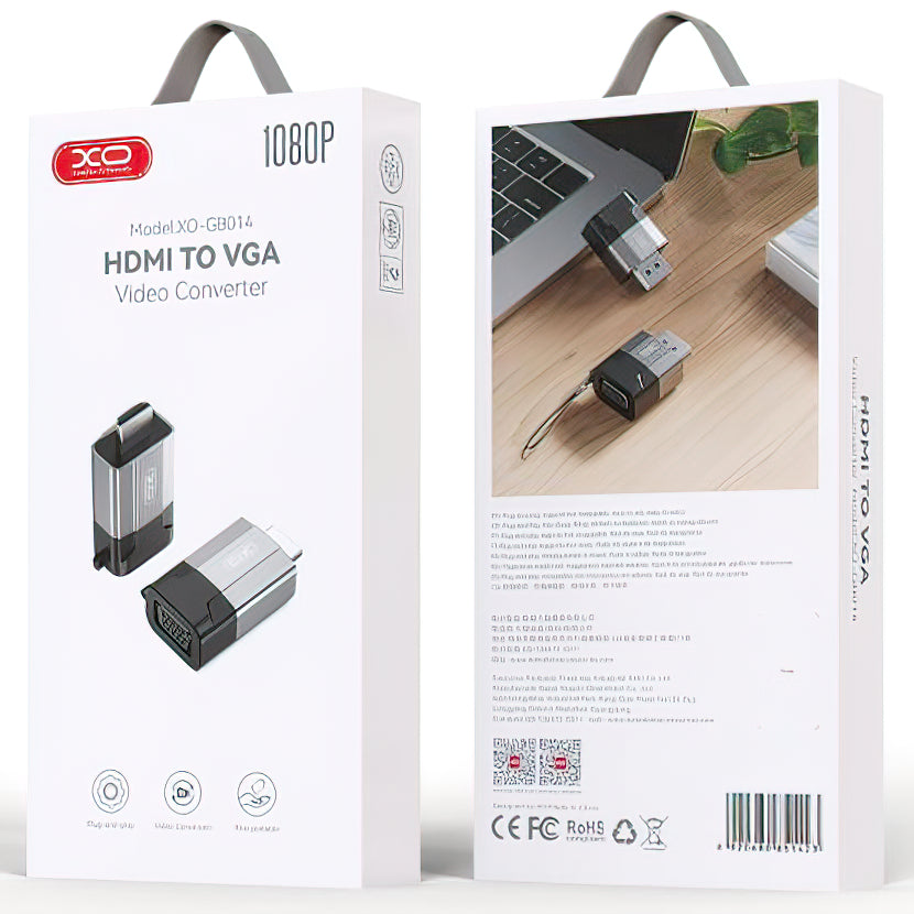 Videoadaptér XO Design GB014, HDMI - VGA, sivý