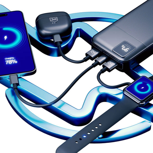 3MK PowerHouse externá batéria, 20000mAh, 22,5W, QC + PD, 1 x USB-A - 1 x USB-C, čierna