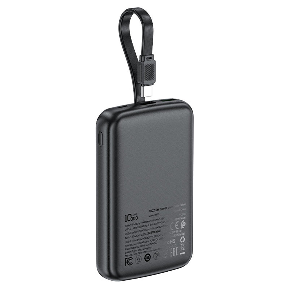 Externá batéria Acefast M13, 10000mAh, 22.5W, QC + PD, 1 x USB-A - 2 x USB-C, Čierna