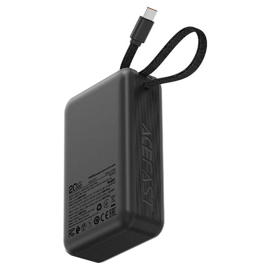 Externá batéria Acefast M21, 20000mAh, 65W, QC + PD, 1 x USB-A - 2 x USB-C, Čierna