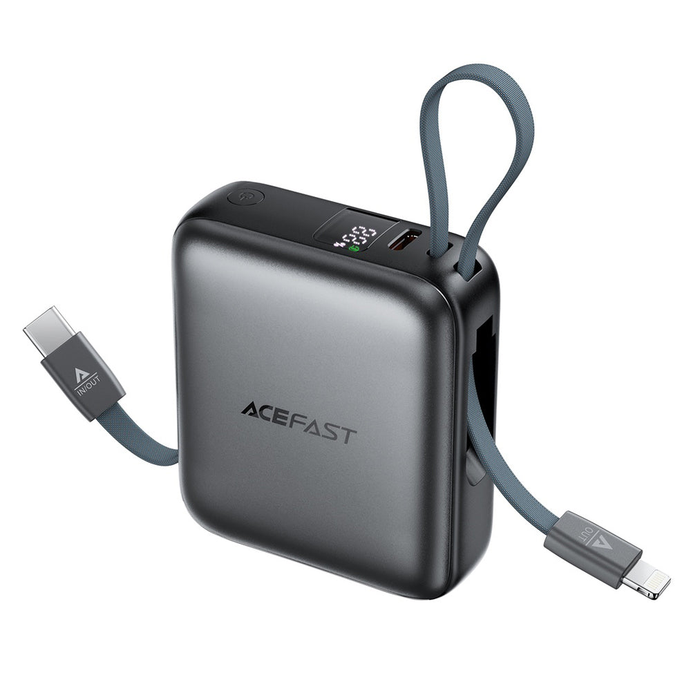 Externá batéria Acefast M23, 10000mAh, 22.5W, QC + PD, 1 x Lightning - 2 x USB-C, Sivá