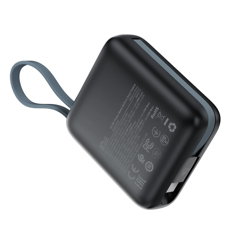 Externá batéria Acefast M23, 10000mAh, 22.5W, QC + PD, 1 x Lightning - 2 x USB-C, Sivá