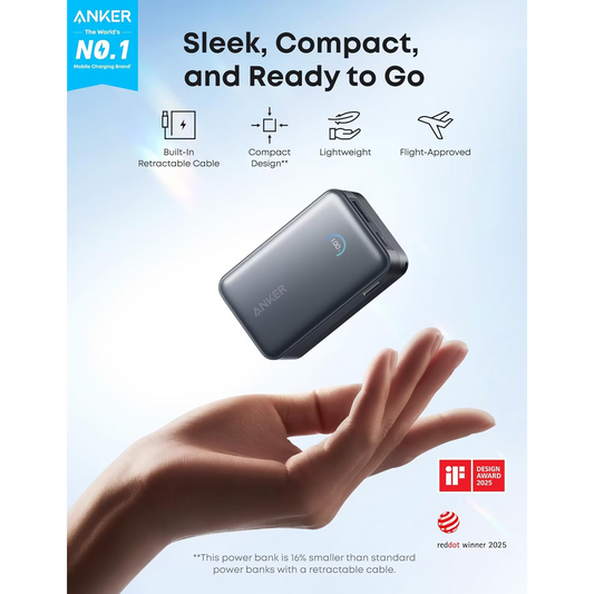 Externá batéria Anker Nano, 10000mAh, 45W, QC + PD, 1 x USB-A - 1 x USB-C, Čierna A1638H11