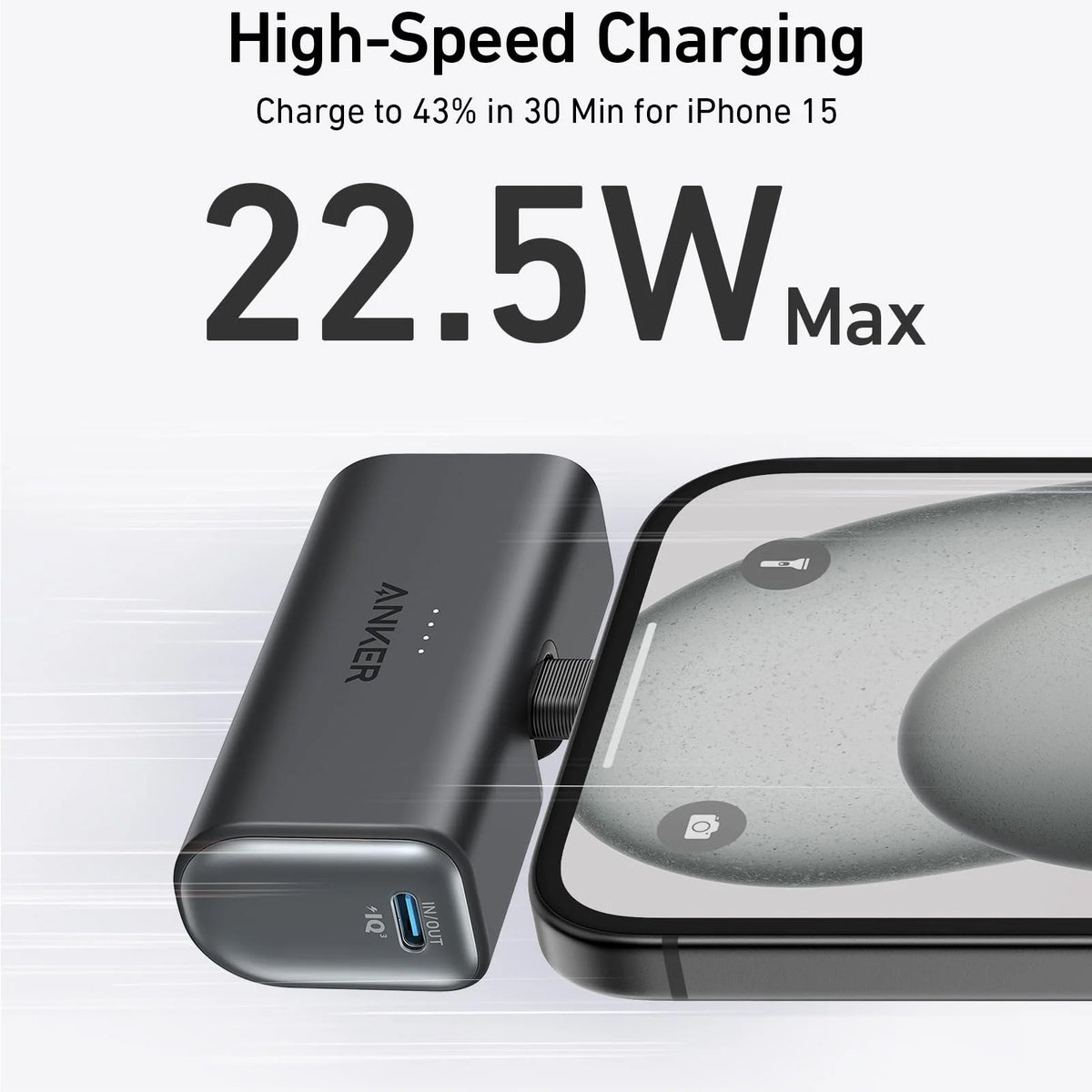 Externá batéria Anker Nano, 5000mAh, 22.5W, PD, 2 x USB-C, Čierna A1653H11