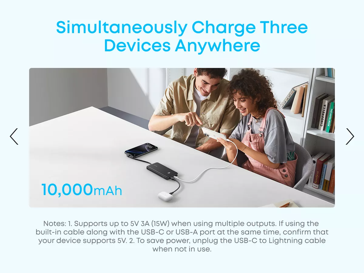 Externá batéria Anker Zolo, 10000mAh, 22.5W, QC + PD, 1 x USB-A - 2 x USB-C, Biela A110DH21