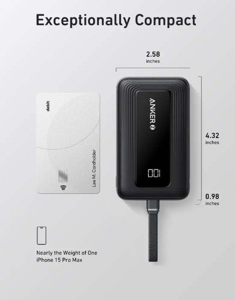 Externá batéria Anker Zolo, 10000mAh, 30W, QC + PD, 1 x USB-A - 2 x USB-C, Čierna A1688H11