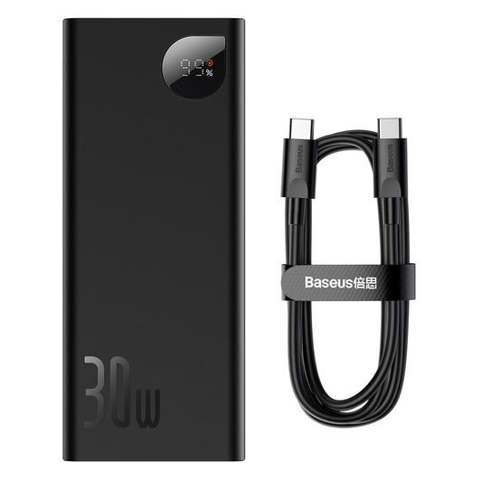 External Battery Baseus Adaman, 20000mAh, 30W, QC + PD, 1 x USB-C - 2 x USB-A, Black PPAD030001 PPAD030001