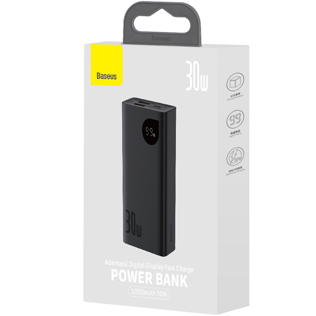 Externá batéria Baseus Adaman2, 10000mAh, 30W, QC + PD, 1 x USB-C - 2 x USB-A, Čierna PPAD040101