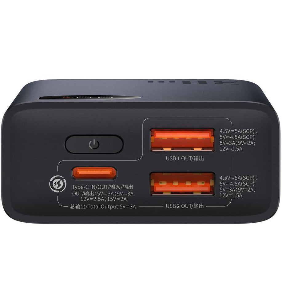 Externá batéria Baseus Adaman2, 10000mAh, 30W, QC + PD, 1 x USB-C - 2 x USB-A, Čierna PPAD040101