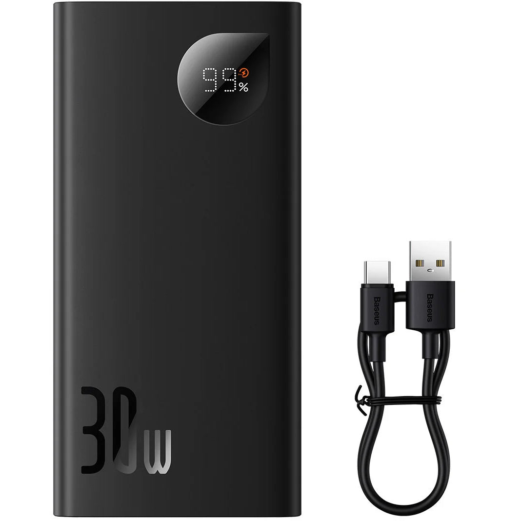Externá batéria Baseus Adaman2, 10000mAh, 30W, QC + PD, 1 x USB-C - 2 x USB-A, Čierna PPAD040101