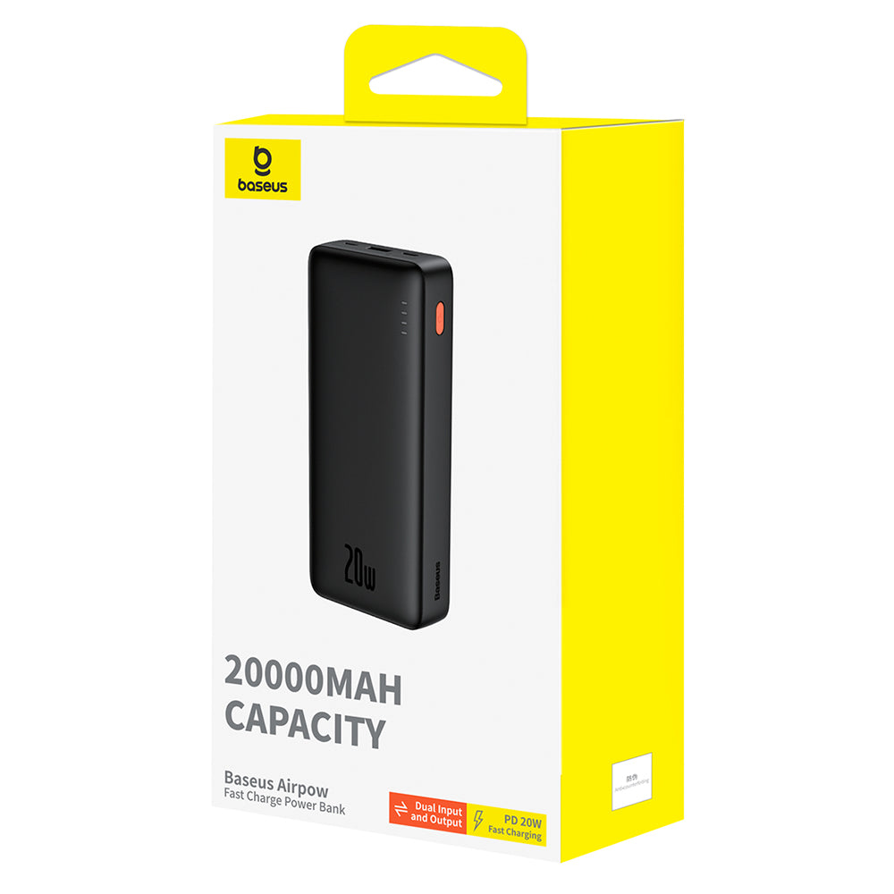 Externá batéria Baseus Airpow, 20000mAh, 20W, QC + PD, 1 x USB-A - 1 x USB-C, Čierna P10022804113-00