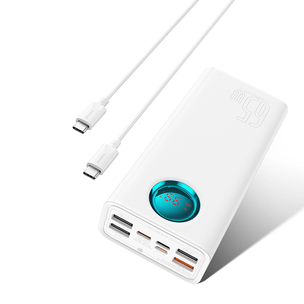 Externá batéria Baseus Amblight Digital Display, 26800mAh, 65W, QC + PD, 1 x USB-C - 4 x USB-A, Biela P10022402223-00