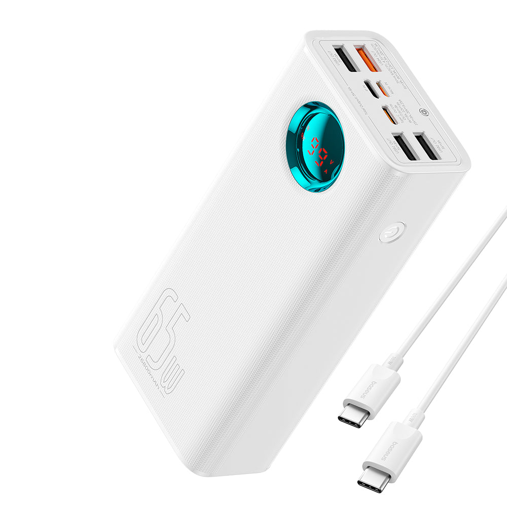 Externá batéria Baseus Amblight Digital Display, 26800mAh, 65W, QC + PD, 1 x USB-C - 4 x USB-A, Biela P10022402223-00