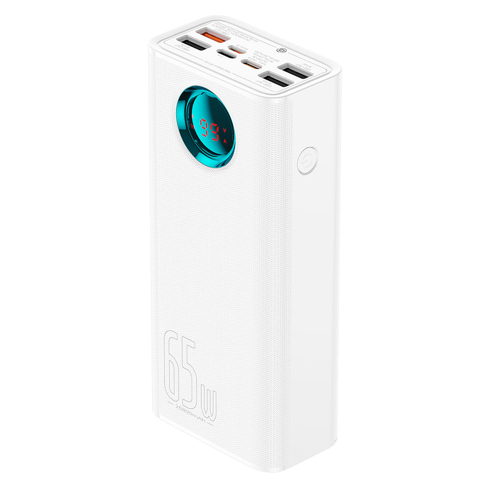 Externá batéria Baseus Amblight Digital Display, 26800mAh, 65W, QC + PD, 1 x USB-C - 4 x USB-A, Biela P10022402223-00