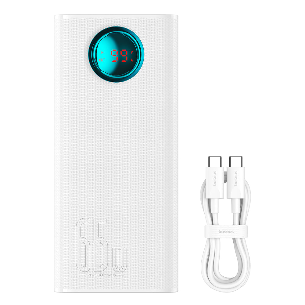Externá batéria Baseus Amblight Digital Display, 26800mAh, 65W, QC + PD, 1 x USB-C - 4 x USB-A, Biela P10022402223-00