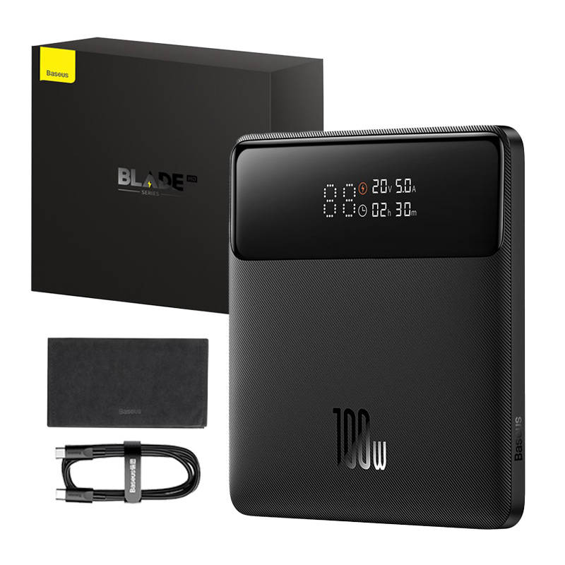 Externá batéria Baseus Blade HD, 20000mAh, 100W, QC + PD, 2 x USB-A - 2 x USB-C, Čierna PPBL000301