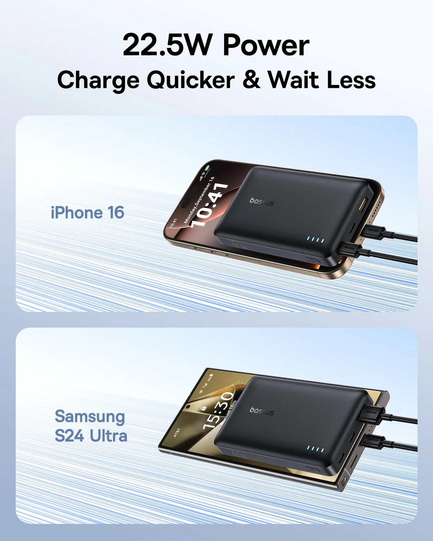 Externá batéria Baseus EnerFill FP21, 10000mAh, 22.5W, QC + PD, 1 x USB-A - 2 x USB-C, Čierna P1008210D123-00