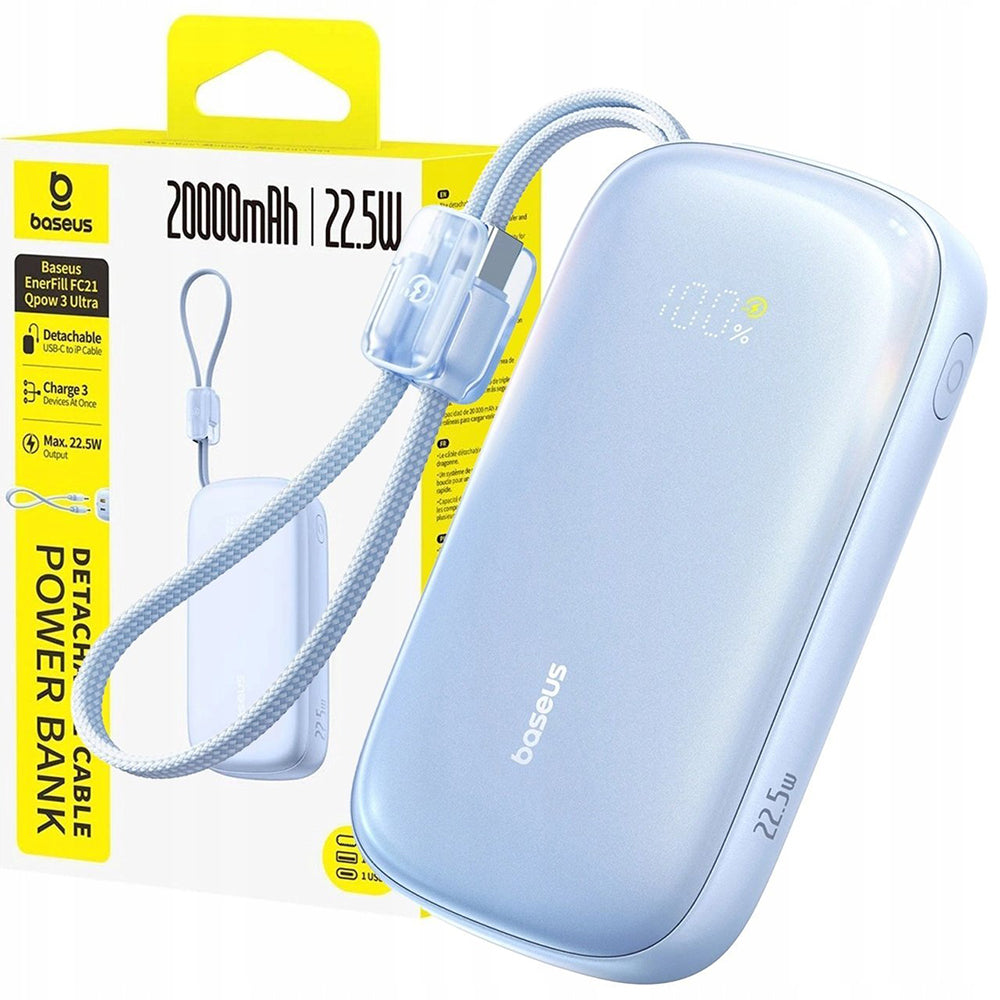 Externá batéria Baseus EnerFill FC21 Qpow 3 Ultra, 10000mAh, 22.5W, QC + PD, 1 x USB-A - 1 x USB-C, Modrá E0027L03