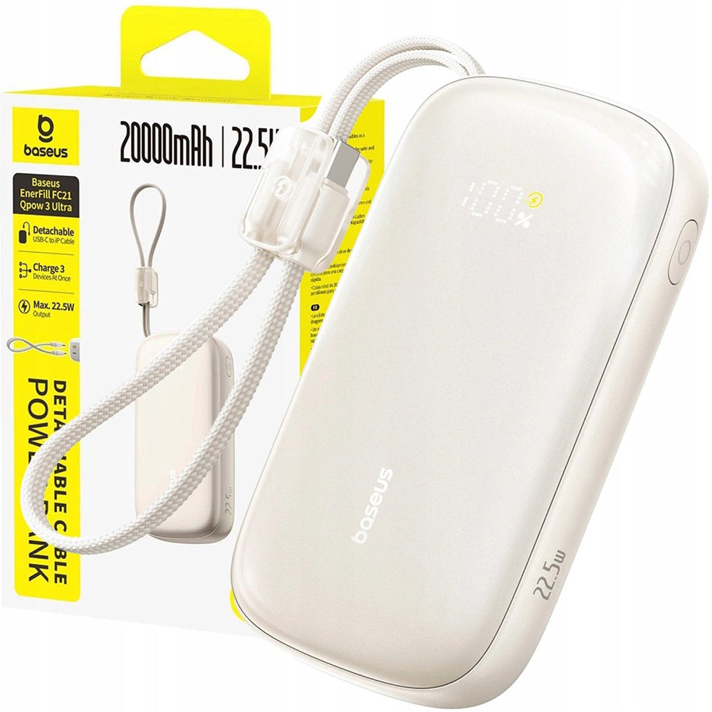 Externá batéria Baseus EnerFill FC21 Qpow 3 Ultra, 10000mAh, 45W, QC + PD, 1 x USB-A - 1 x USB-C, Béžová E0027Q01
