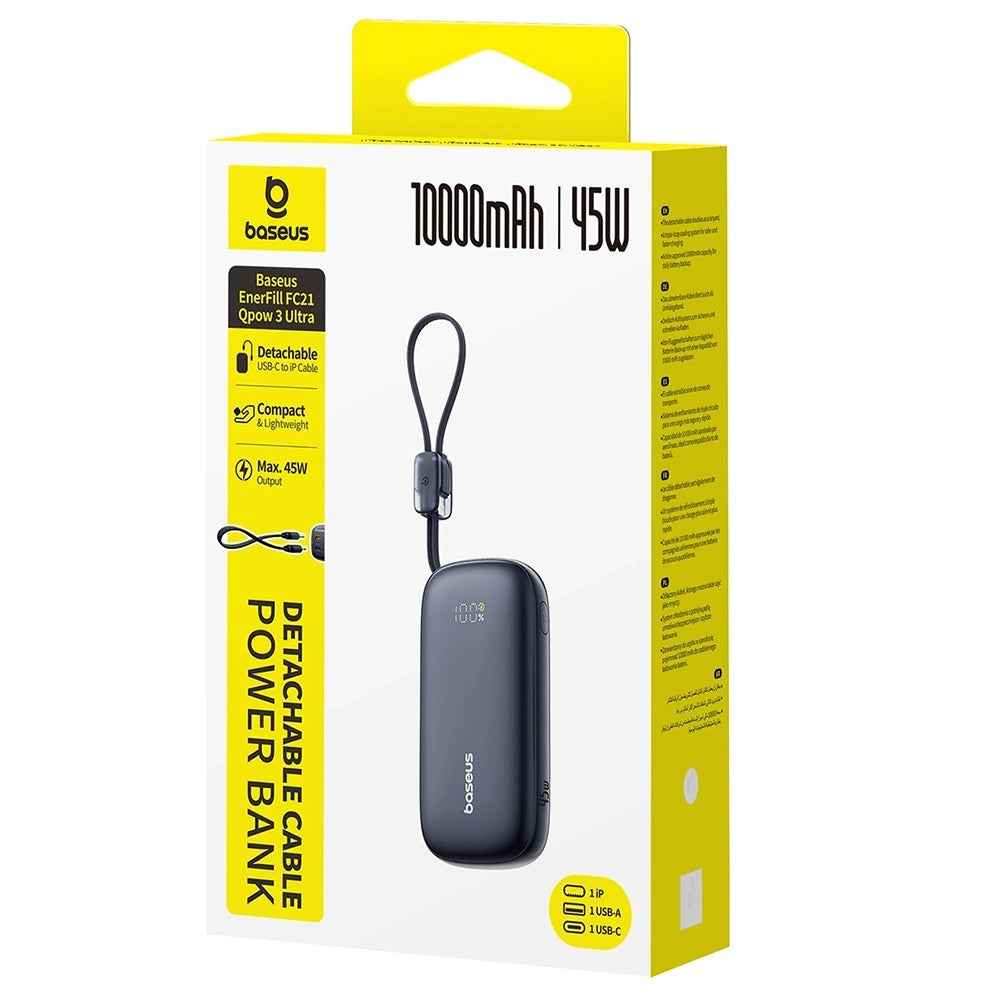 Externá batéria Baseus EnerFill FC21 Qpow 3 Ultra, 10000mAh, 45W, QC + PD, 1 x USB-A - 1 x USB-C, Čierna E0027Q00