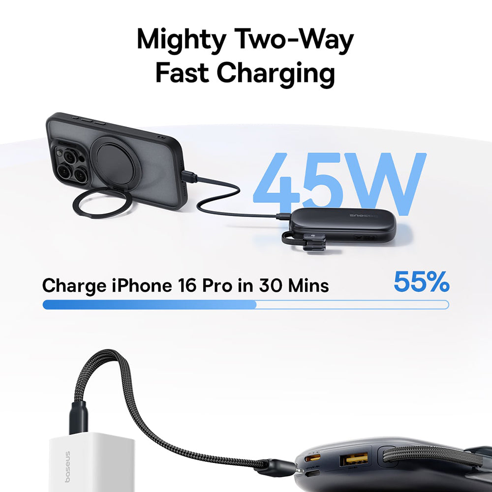 Externá batéria Baseus EnerFill FC21 Qpow 3 Ultra, 10000mAh, 45W, QC + PD, 1 x USB-A - 1 x USB-C, Ružová E0027Q02