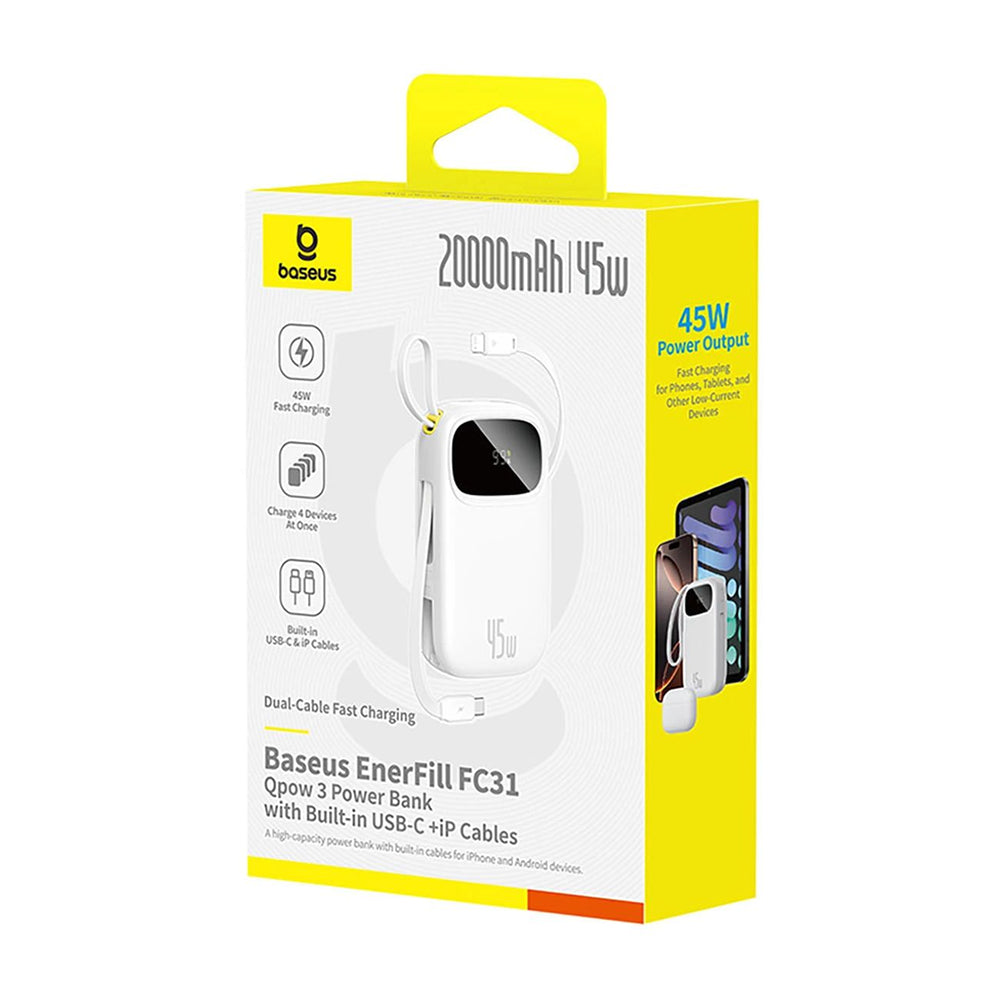 Externá batéria Baseus EnerFill FC31 Qpow 3, 20000mAh, 45W, QC + PD, 1 x Lightning - 1 x USB-A - 2 x USB-C, Modrá E0028D03