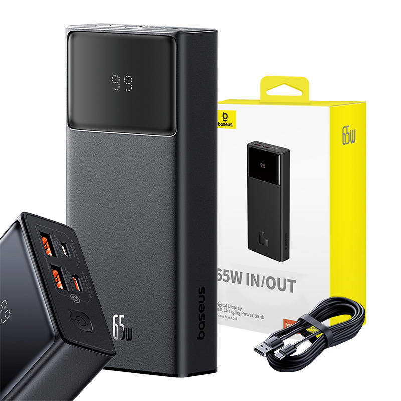 Externá batéria Baseus Star Lord, 20000mAh, 65W, QC + PD, 1 x USB-C - 2 x USB-A, Čierna P10022906113-00