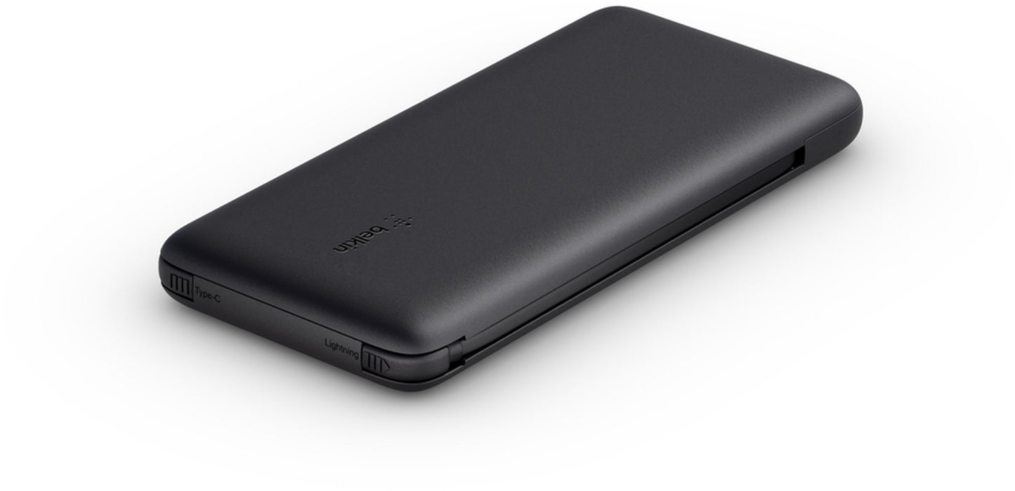 Externá batéria Belkin BoostCharge Plus, 10000mAh, 23W, QC + PD, 1 x Lightning - 2 x USB-C, čierna BPB006btBLK