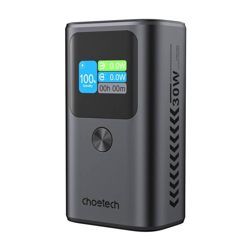 Externá batéria Choetech B701, 10000mAh, 30W, QC + PD, 1 x USB-A - 2 x USB-C, Čierna