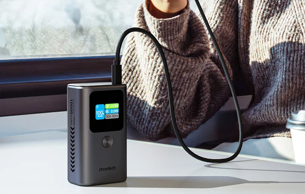 Externá batéria Choetech B701, 10000mAh, 30W, QC + PD, 1 x USB-A - 2 x USB-C, Čierna