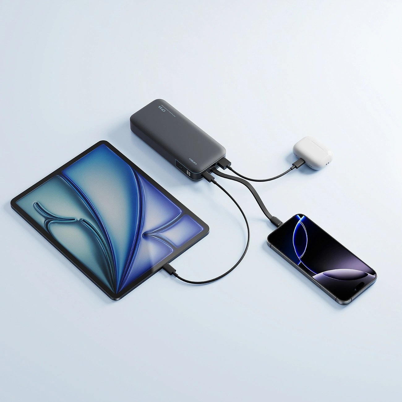 Externá batéria Cuktech LPB200N, 20000mAh, 40W, QC + PD, 1 x USB-A - 2 x USB-C, čierna