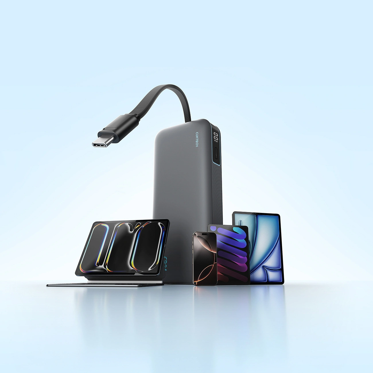Externá batéria Cuktech LPB200N, 20000mAh, 40W, QC + PD, 1 x USB-A - 2 x USB-C, čierna