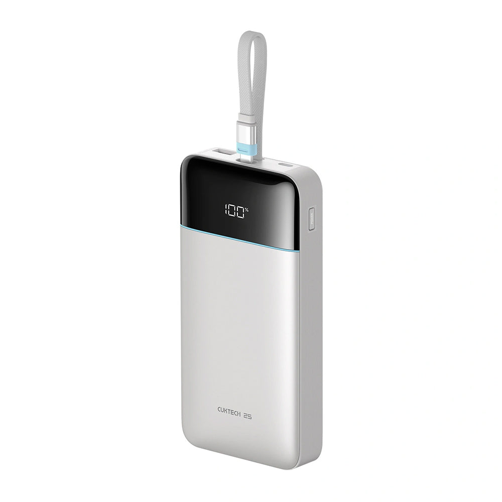 Externá batéria Cuktech LPB252N, 25000 mAh, 120 W, QC + PD, 1 × USB-A – 2 × USB-C, biela