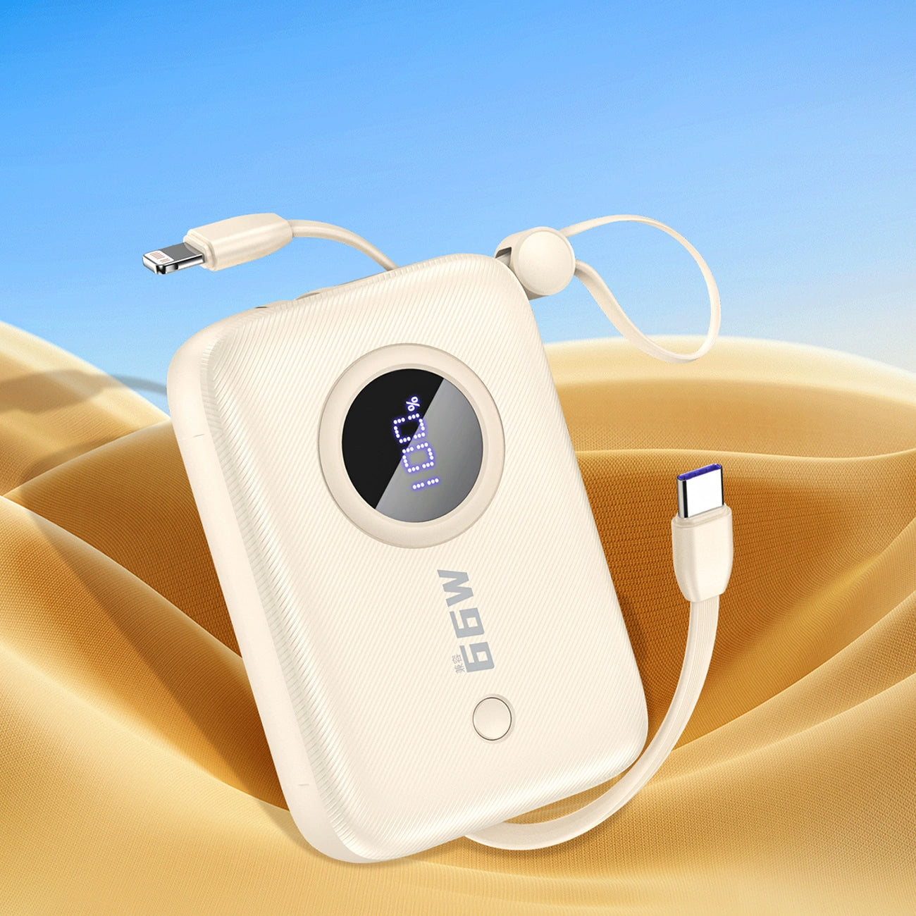 Dudao K14 External Battery, 10000mAh, 22.5W, QC + PD, 1 x Lightning - 1 x USB-A - 2 x USB-C, Beige