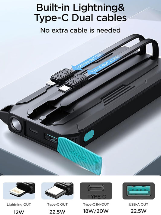 Externá batéria Joyroom JR-L017, 10000mAh, 22.5W, QC + PD, 1 x Lightning - 1 x USB-A - 2 x USB-C, Čierna