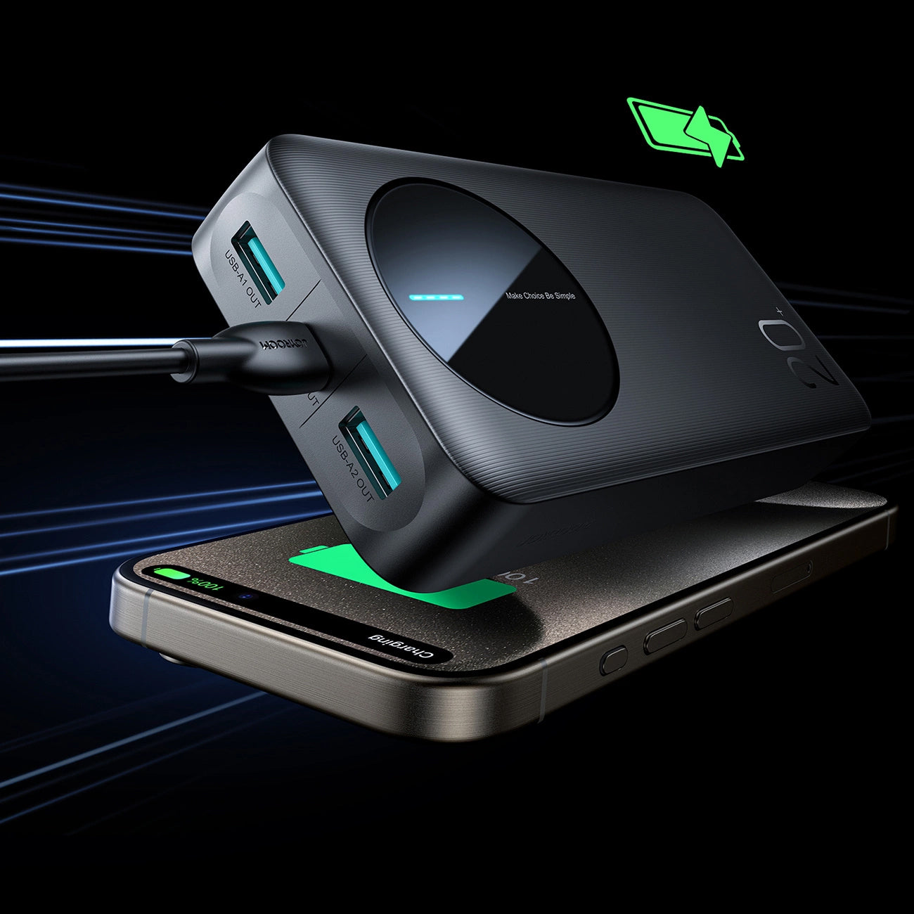 Externá batéria Joyroom JR-PBF14, 20000mAh, 12W, 1 x USB-C - 2 x USB-A, Čierna