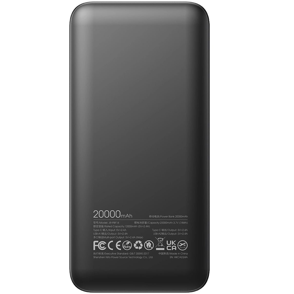 Externá batéria Joyroom JR-PBF14, 20000mAh, 12W, 1 x USB-C - 2 x USB-A, Čierna