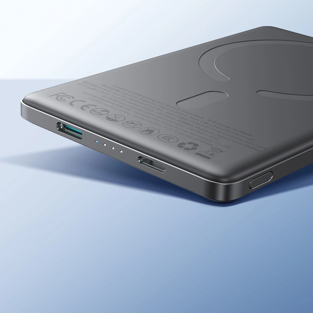 Externá bezdrôtová batéria Joyroom JR-PBM08, 5000mAh, 20W, PD + FQI, 1 x QI - 1 x USB-C, Sivá