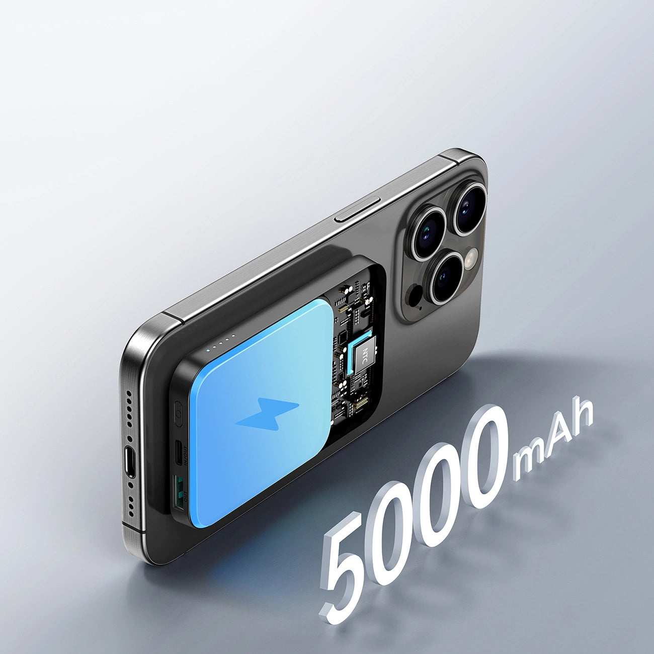 Externá bezdrôtová batéria Joyroom JR-W020 Mini, 5000mAh, 20W, QC + PD + FQI, 1 x QI - 1 x USB-A - 1 x USB-C, Čierna