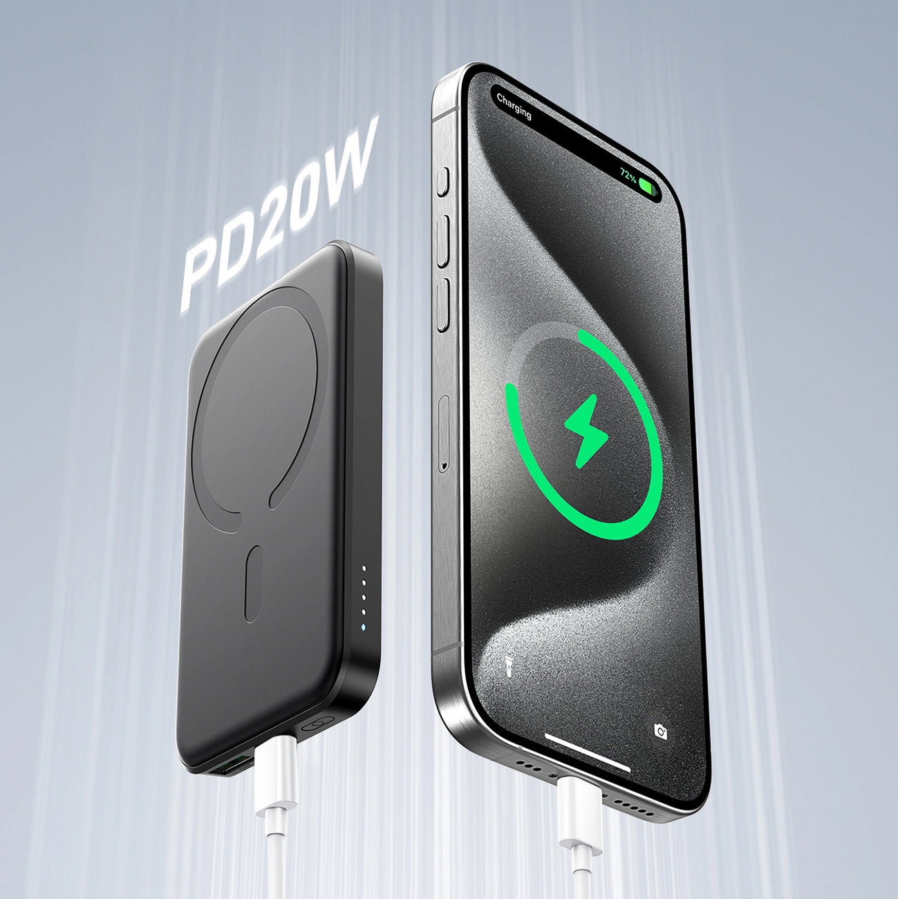 Externá bezdrôtová batéria Joyroom JR-W020 Mini, 5000mAh, 20W, QC + PD + FQI, 1 x QI - 1 x USB-A - 1 x USB-C, Čierna