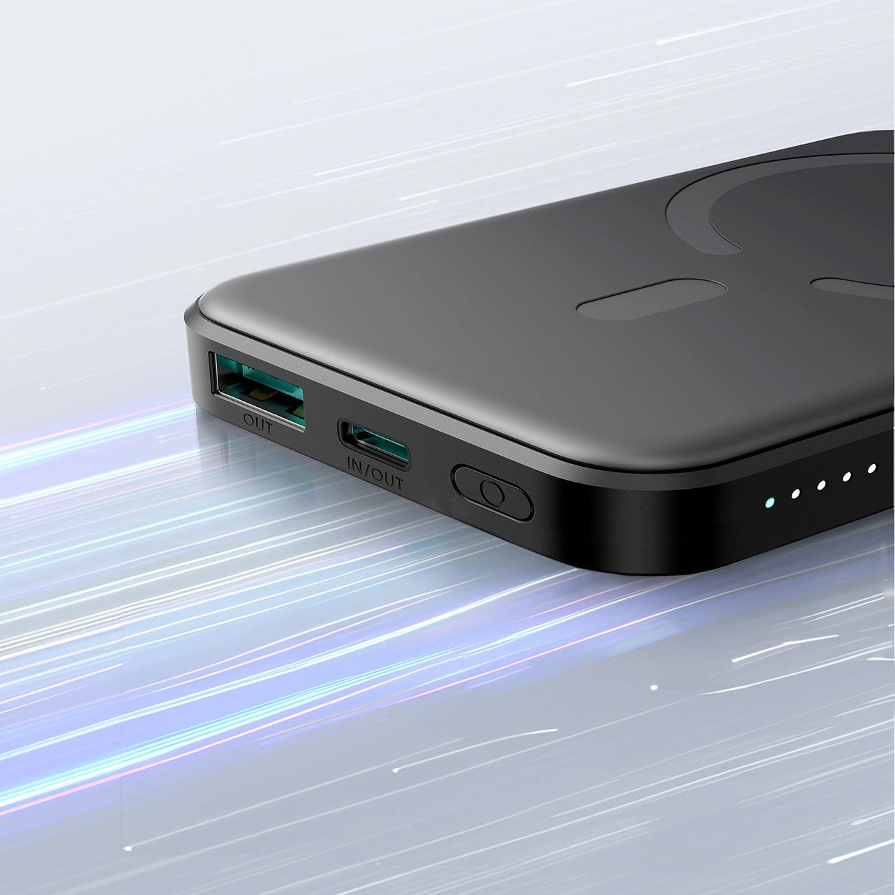 Externá bezdrôtová batéria Joyroom JR-W020 Mini, 5000mAh, 20W, QC + PD + FQI, 1 x QI - 1 x USB-A - 1 x USB-C, Čierna