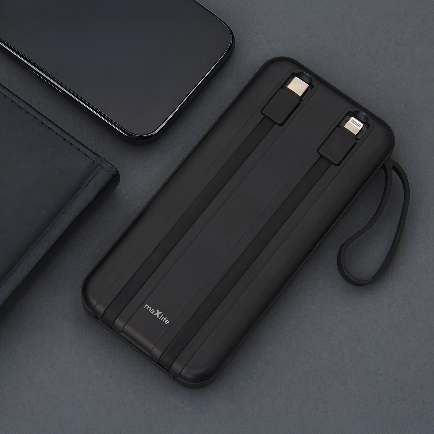 Externá batéria MaXlife MXPB-06, 10000mAh, 22.5W, QC + PD, 1 x Lightning - 2 x USB-A - 2 x USB-C, Čierna