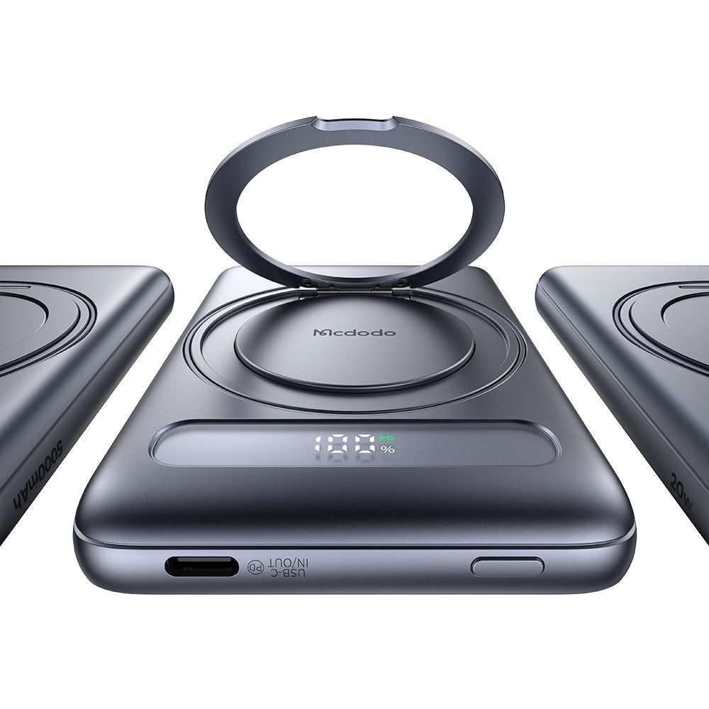 Externá bezdrôtová batéria McDodo MC-8361 Meta, 5000mAh, 20W, PD + FQI, 1 x QI - 1 x USB-C, Sivá