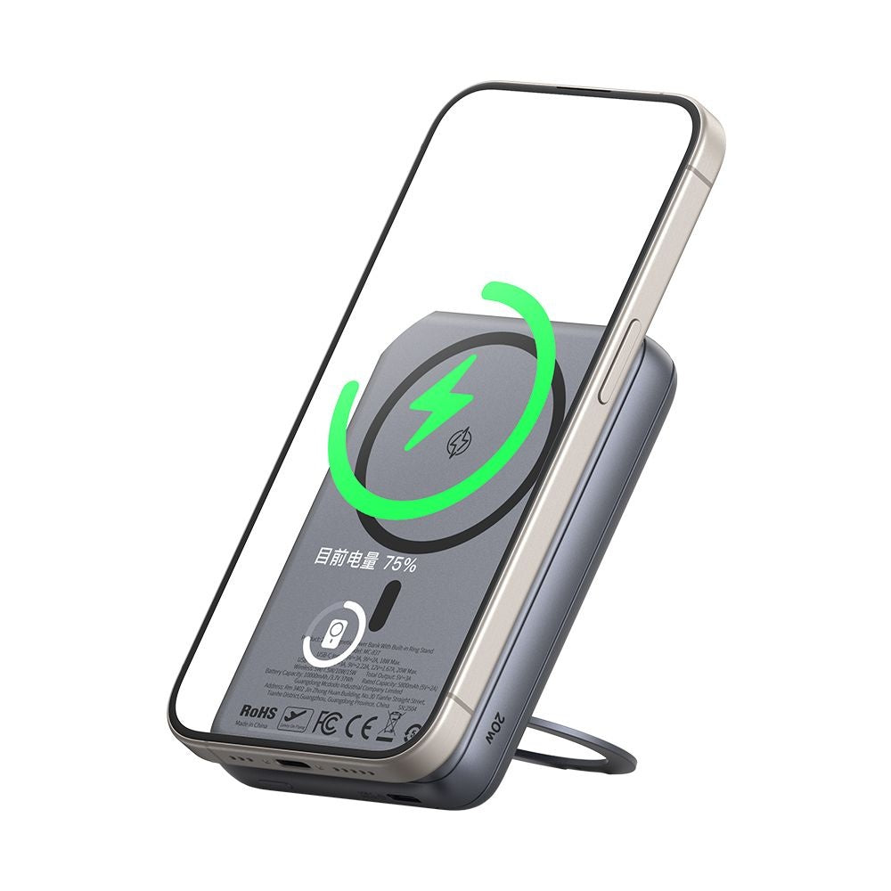 Externá bezdrôtová batéria McDodo MC-8371 Meta, 10000mAh, 20W, PD + FQI, 1 x QI - 1 x USB-C, Sivá