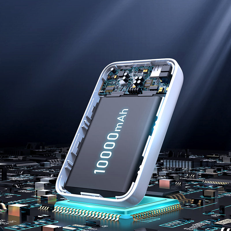 Externá bezdrôtová batéria Joyroom JR-W020, 10000mAh, 20W, QC + PD + FQI, 1 x QI - 1 x USB-A - 1 x USB-C, Biela