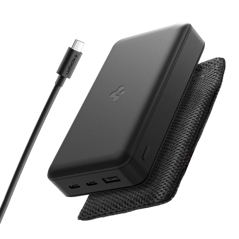 Externá batéria Spigen, 20000mAh, 30W, QC + PD, 1 x USB-A - 2 x USB-C, Čierna ABA09433