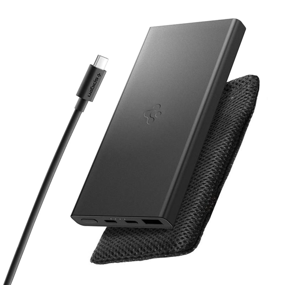 Externá batéria Spigen Essential, 10000mAh, 22.5W, QC + PD, 1 x USB-A - 2 x USB-C, Čierna ABA09431