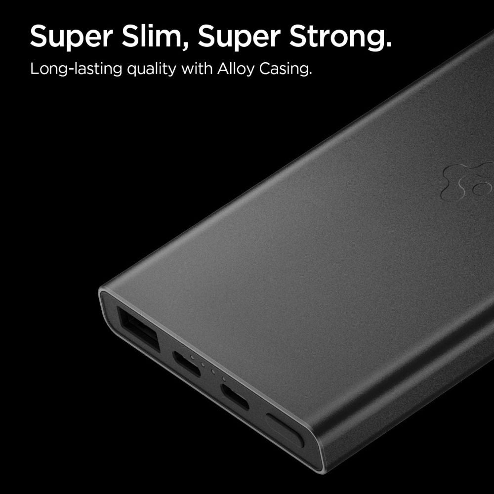 Externá batéria Spigen Essential, 10000mAh, 22.5W, QC + PD, 1 x USB-A - 2 x USB-C, Čierna ABA09431
