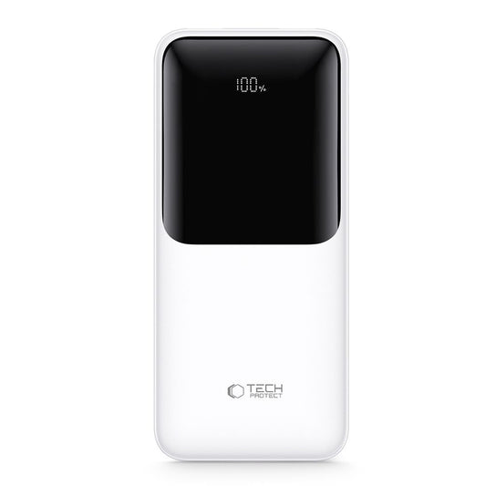 Externá batéria Tech-Protect PB01, 10000mAh, 22.5W, QC + PD, 1 x USB-C - 2 x USB-A, Biela