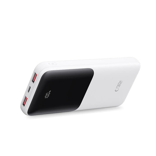 Externá batéria Tech-Protect PB01, 10000mAh, 22.5W, QC + PD, 1 x USB-C - 2 x USB-A, Biela